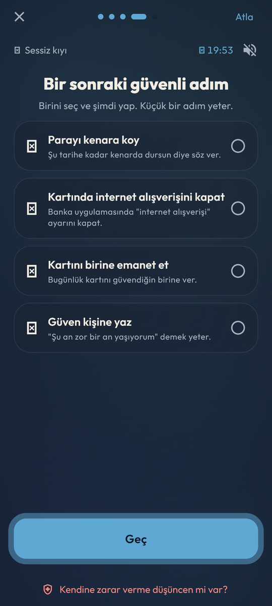 ATAK'ta bir sonraki güvenli adım listesi: parayı kenara koy, bahis engelini aç, güven kişine mesaj gönder
